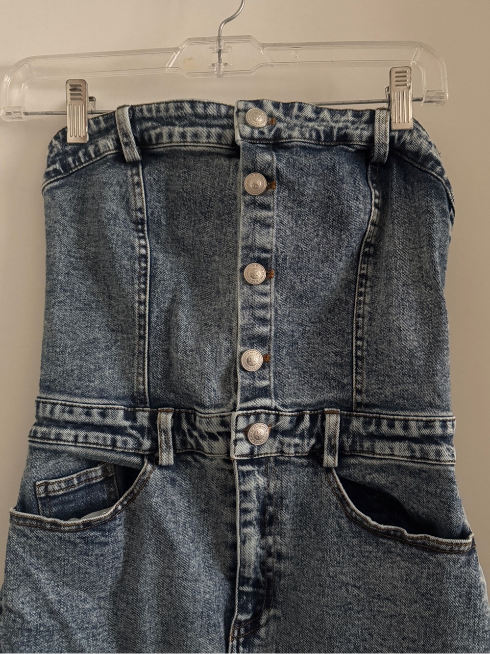 Princess Polly Strapless High-Waist Blue Denim Maxi dress size 2 - Picture 4 of 14